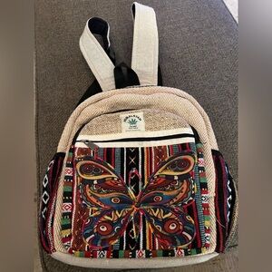 Butterfly Backpack Daypack Purse Hemp Handmade Nepal